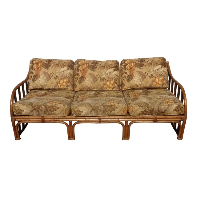 Vintage Settee Sofa By Ficks Reed Mid Century Modern Bamboo Rattan
