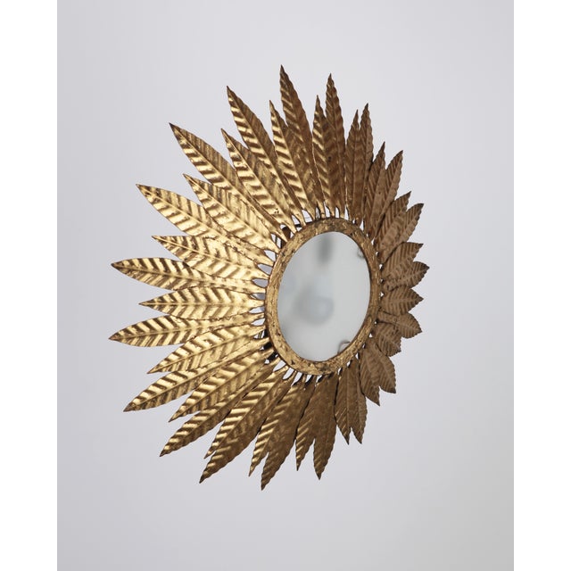 Mid-Century Modern Sunburst Gilt Feather Light, 1960s For Sale - Image 3 of 7