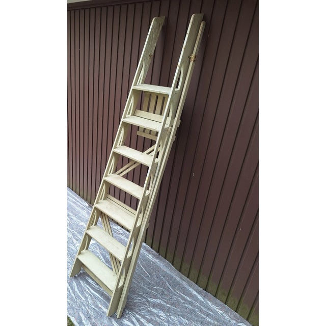 Gray Mid-Century Folding Platform Ladder in Gray Lacquered Beech Wood, 1960s For Sale - Image 8 of 9