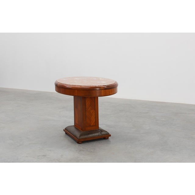 Brown Art Deco Oval Side Table in Walnut with Marble Top from De Coene, Belgium, 1925 For Sale - Image 8 of 13