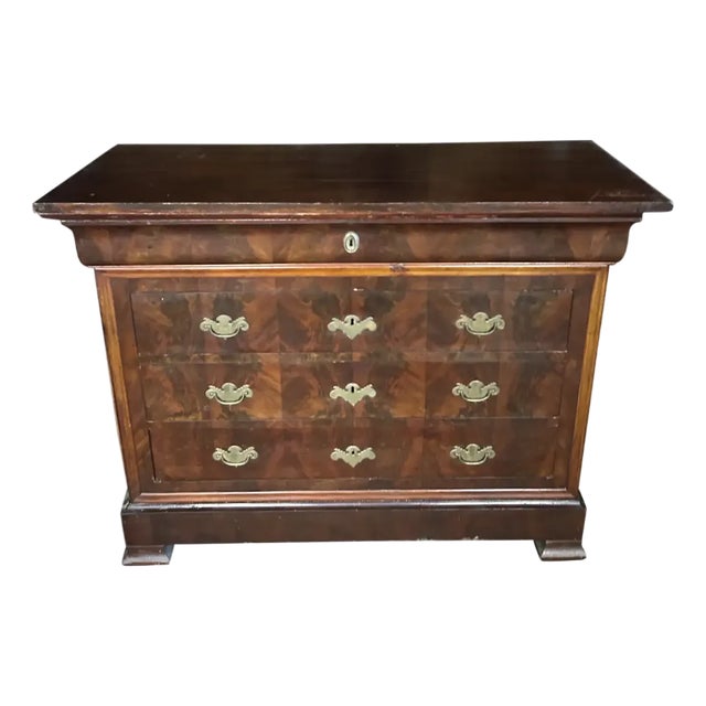 19th Century French Louis Phillipe Chest With Book Matched Mahogany For Sale