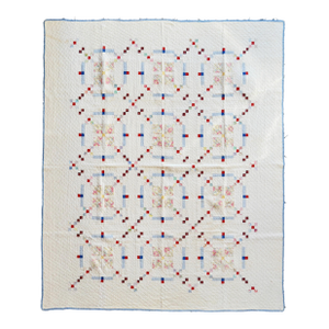 1940’s Vintage Hand-Quilted Irish Chain Cotton Quilt