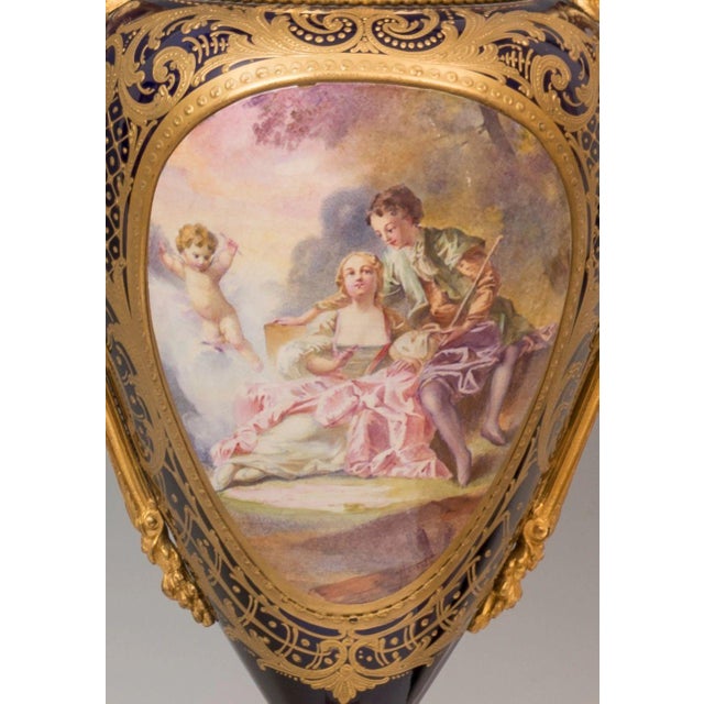 Blue Sevres Porcelain Vessels, 19th Century, Set of 3 For Sale - Image 8 of 9