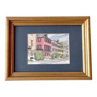 1990s Charleston Rainbow Row Miniature Print For Sale