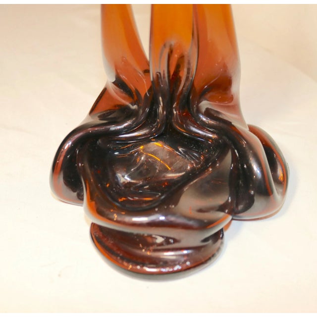 Glass Vintage Hand Blown Amber Glass Beer Bottle Candelabra Candle Stick Holder For Sale - Image 7 of 10