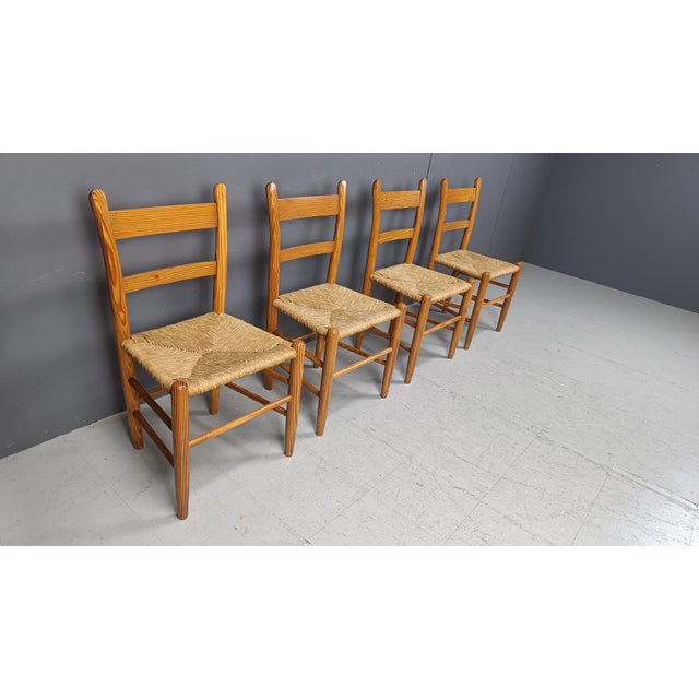 Wood Mid-Century Oak and Wicker Dining Chairs, 1970s, Set of 4 For Sale - Image 7 of 12