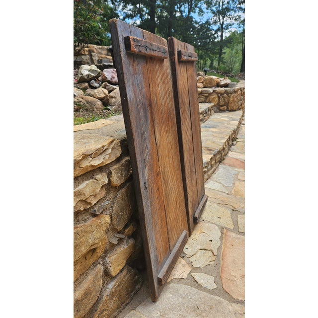 Wood Antique Pair of Primitive Cupboard Doors For Sale - Image 7 of 18