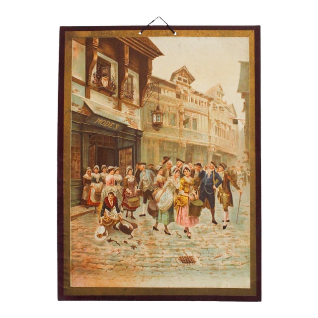 1892 Original French Lithograph,Market Scene Paris - Signed by the Artist, Alonso Perez For Sale