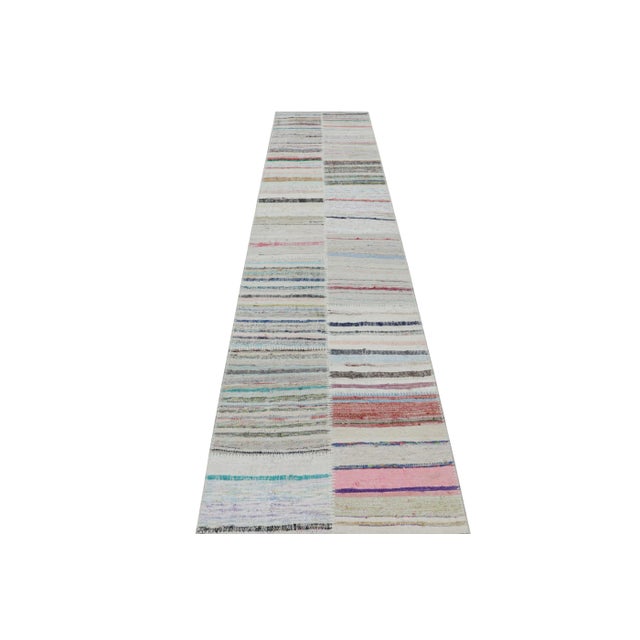 2010s Rug & Kilim’s Modern Patchwork Kilim in Beige With Multicolor Striped Pattern For Sale - Image 5 of 7