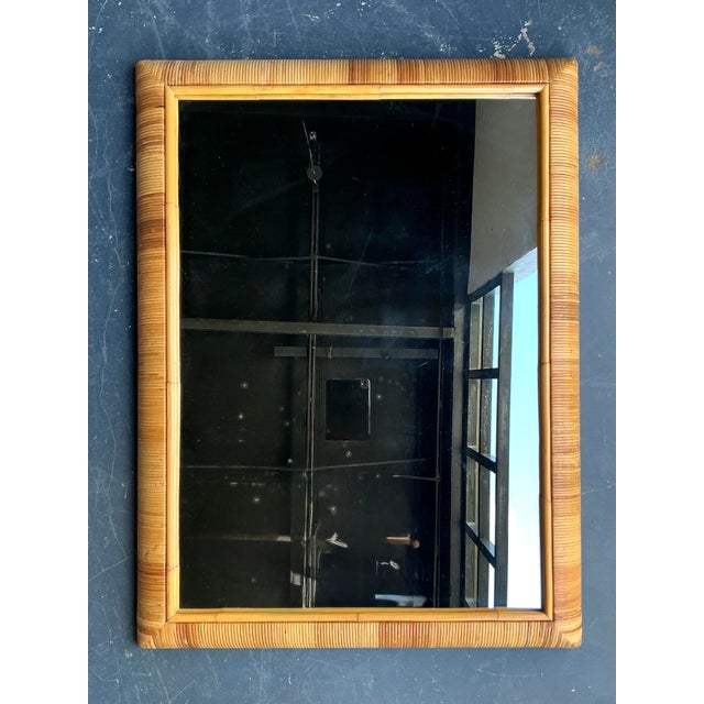Vintage Boho Wrapped Rattan Mirror For Sale In West Palm - Image 6 of 8