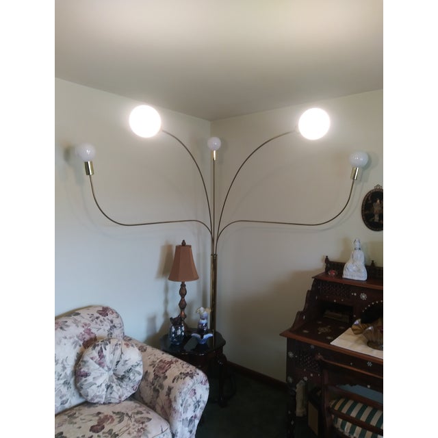 Vintage Brass 5 Globe "Hydra" Bent Arm Arc Floor Lamp ...