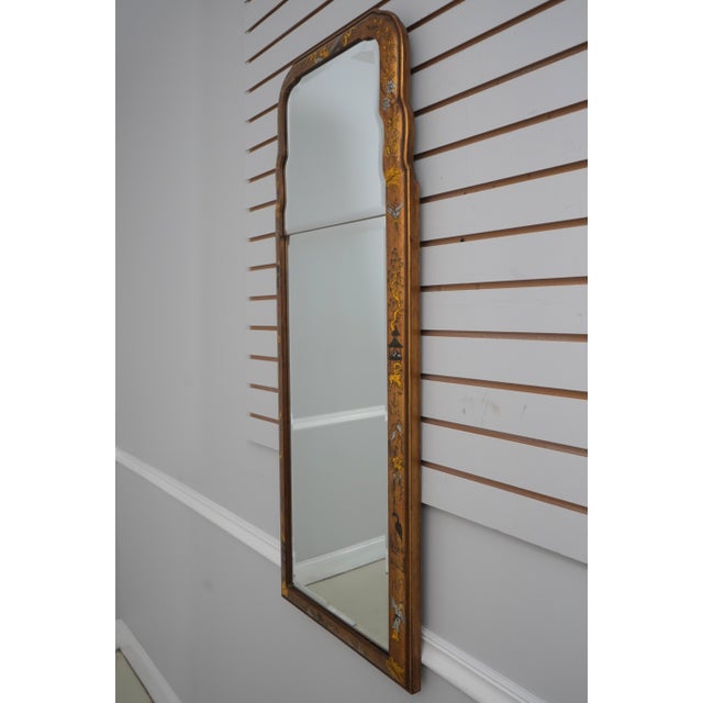 AGE Approx: 60 Years Old DETAILS Beveled Glass High Quality Construction Queen Anne Style Looking Glass Hand-Painted Frame...