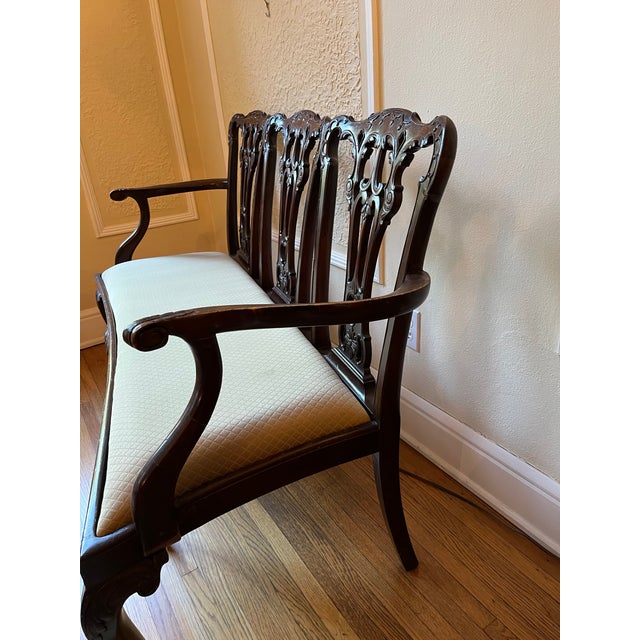 Chippendale Circa 1800 Mahogany Triple Chair Settee For Sale - Image 3 of 12