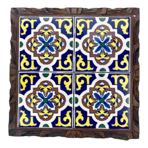 Vintage Spanish Mission Porcelain Tile Kitchen Counter Trivet Tray