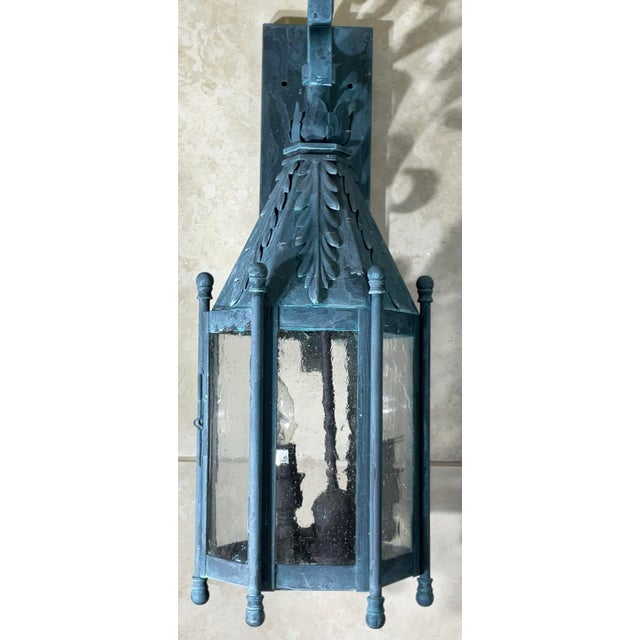 Exquisite Single Iron Wall Lantern - A Timeless Architectural Accent For Sale - Image 10 of 11