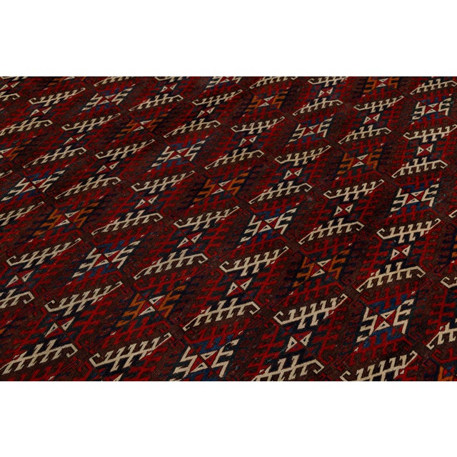 Burgundy Antique Turkmen Yamoud Wool Rug With Diamond Lattice and Eagle Motif Borders For Sale - Image 8 of 12