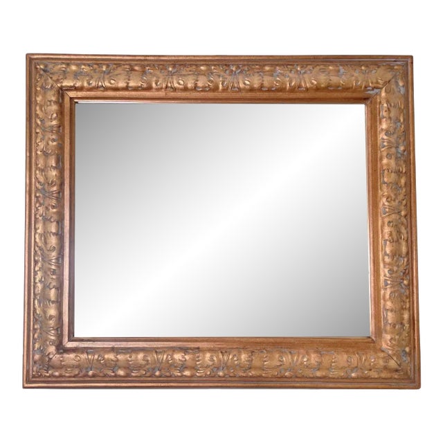 Mirror With Antique Gilded Carved Wood Frame For Sale