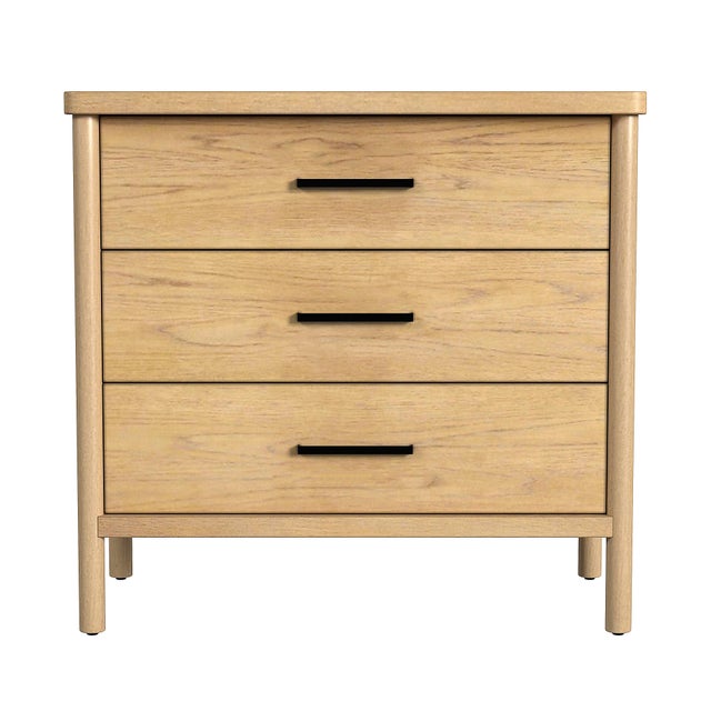 Spritely Home Accent Furniture Lennon 34 in. W Rectangular Wood 3 Drawer Rounded Leg Dresser, Light Natural Wood For Sale - Image 4 of 8
