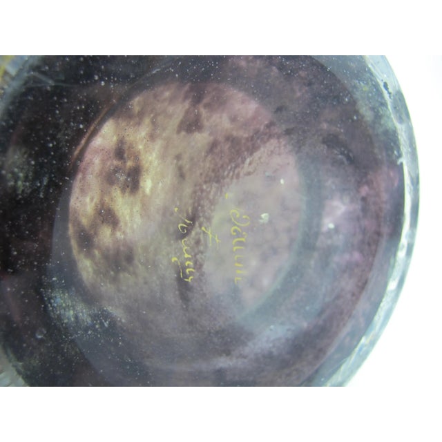 Antique Daum Nancy Etched & Enamel Gilt Flower Vase15" Tall Art Glass Vase For Sale - Image 9 of 11