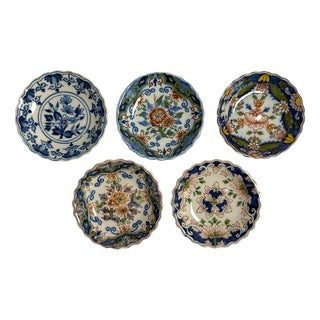 Vintage Tichelaar Makkum Hand-Painted Small Wall Plates, 1960s, Set of 5 For Sale