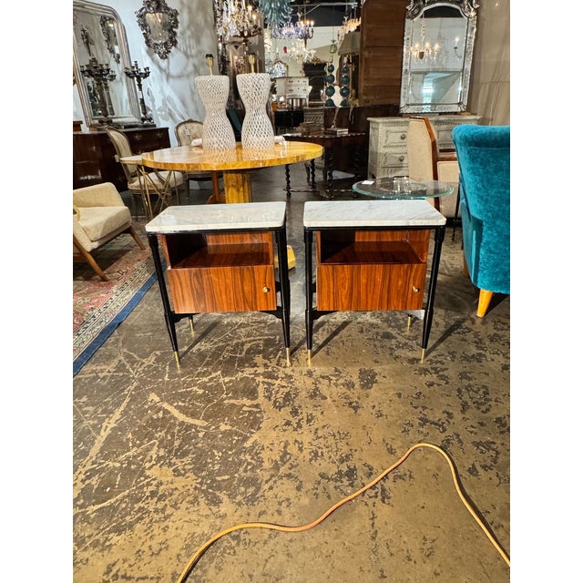 Brown Pair of Italian Art Deco Style Palisander Side Tables For Sale - Image 8 of 12