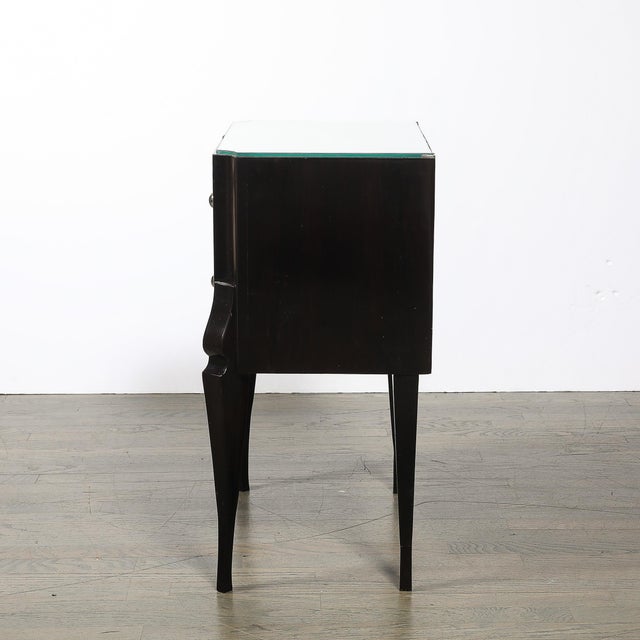 Art Deco Directoire Style Ebonized Nightstands W/Shagreen Fronts & Mirrored Tops For Sale - Image 16 of 18