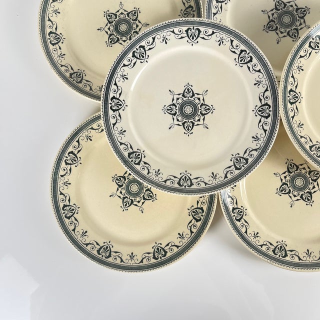 Antique Admiral Ironstone Dessert Plates from Creil & Montereau, 1890s, Set of 8 For Sale - Image 14 of 15