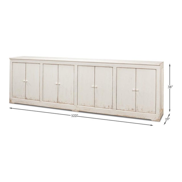 Farmhouse Eight-Door Sideboard, 122" - Whitewashed Reclaimed Pine For Sale - Image 11 of 11