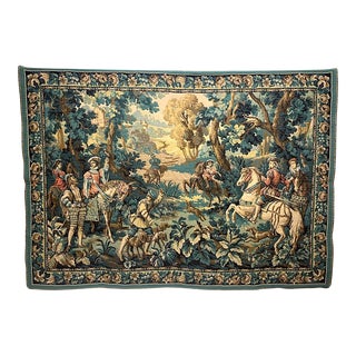 Vintage/Antique Belgian Wool Tapestry Emperor Maximilian Hunting Scene After Bernard Van Orley For Sale