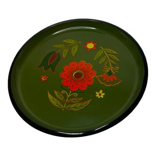 1960s Mid Century Modern Japanese Flower Power Lacquered Drink Tray For Sale