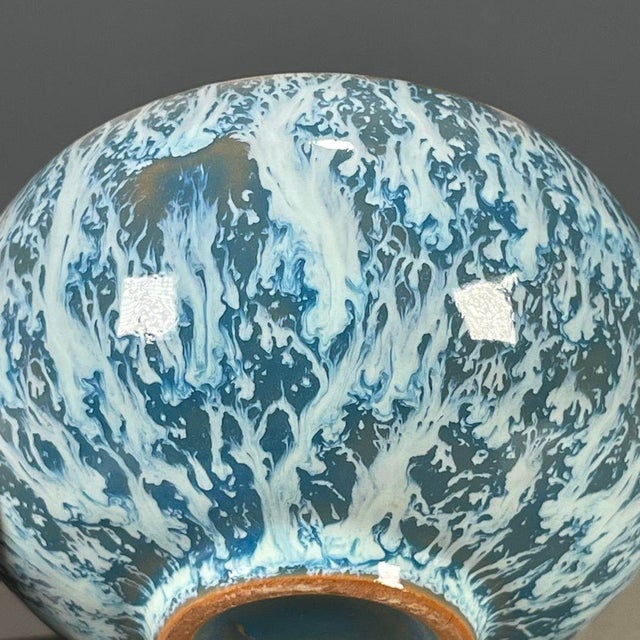 Chinese Blue & White Splash Glazed Porcelain Tea Cup For Sale - Image 9 of 9
