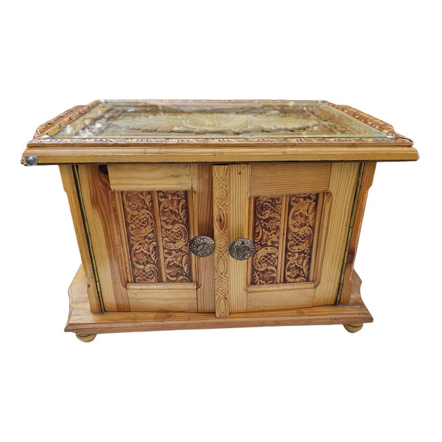 Carved Wooden Box for Relics, 1950s For Sale