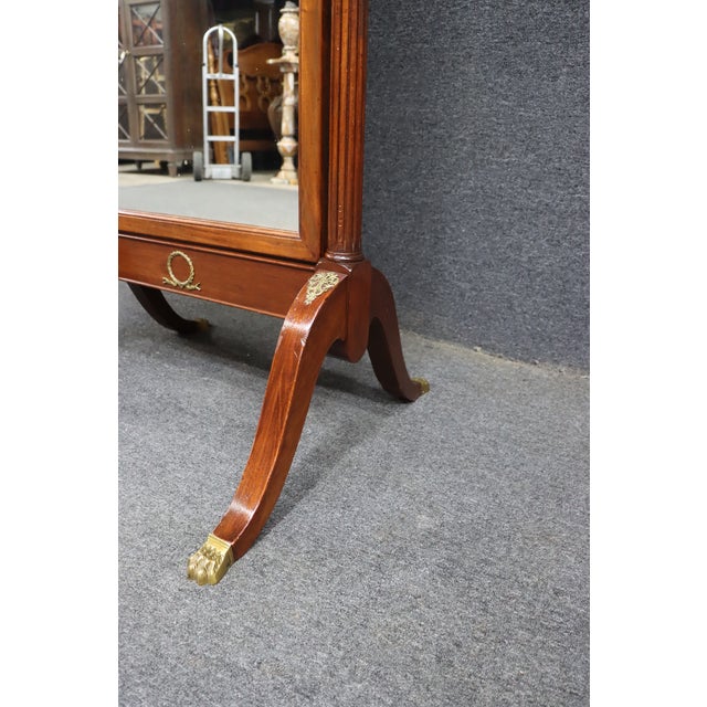 Mid 20th Century Edwardian Style Mahogany Cheval Dressing Mirror With Brass Accents For Sale - Image 5 of 13
