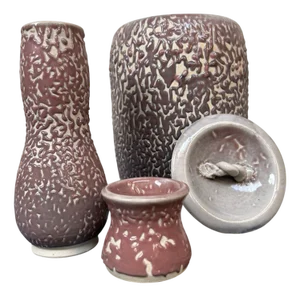 Japanese Tea Ceremony Set Shiso-Te Glaze, 1960s, Set of 3