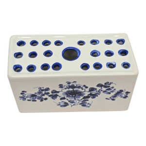 Vintage Mma-Amb Metro Museum of Art Repro Delft Blue Flower Frog Vase