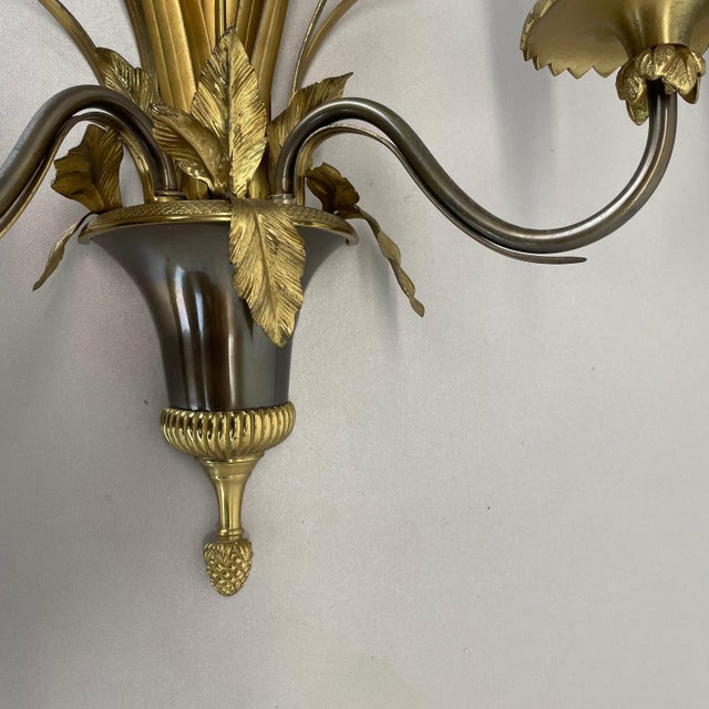 Gold Florentine Brass Wall Lights from Maison Charles, France, 1970s, Set of 2 For Sale - Image 8 of 18