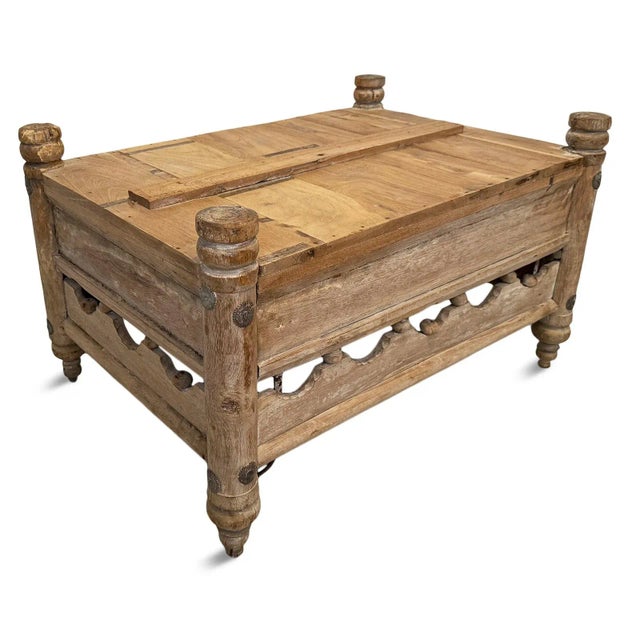 Antique Wood Carved Jhula Box Table For Sale In Los Angeles - Image 6 of 8