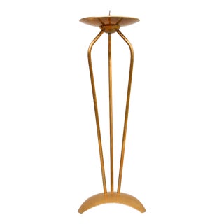 Bauhaus Floor Candleholder in Brass by Alfred Schäfter, Germany, 1930 For Sale