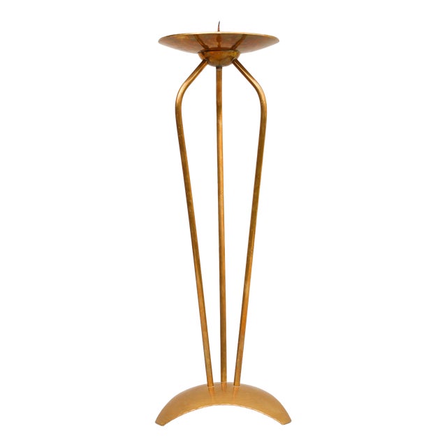 Bauhaus Floor Candleholder in Brass by Alfred Schäfter, Germany, 1930 For Sale
