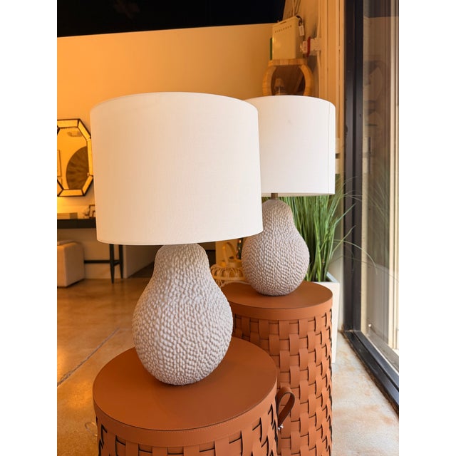 Hudson Valley Lighting Contemporary Hudson Valley White Textured Table Lamp For Sale - Image 4 of 5