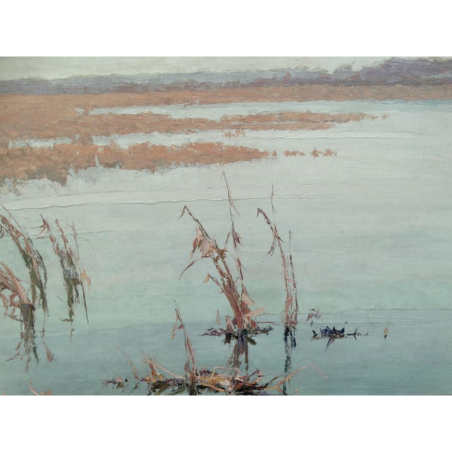 Théodore Lemonnier 1815-1888 Signed French Oil - River Marshes - Organic Modern For Sale - Image 14 of 17