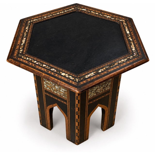 19th Century Moroccan Hexagonal Pedestal Table, 1890s For Sale - Image 4 of 9