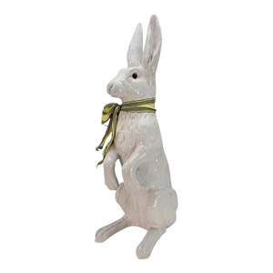 Large White Rabbit Statement Animal Sculpture Earth Needs California Glazed Terracotta Statue 27.5"