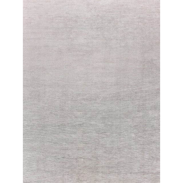 Silver Exquisite Rugs Tangaro Handmade Bamboo Silk & Banana Silk Silver Rug-8'X10' For Sale - Image 8 of 8