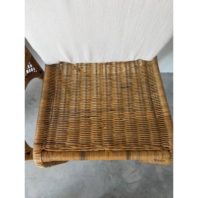 Vintage Coastal Organic Woven Wicker & Metal Frame Dining Chairs – Set of 4 For Sale - Image 12 of 12