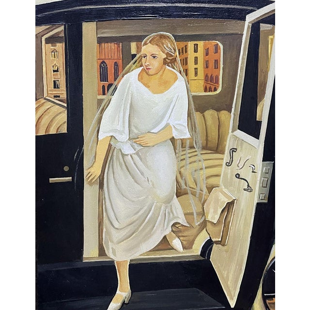 Paper Oil Painting Exiting a Luxury Car Victor Konotopsky For Sale - Image 7 of 9