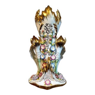 Antique 19th Century Royal Vienna Style Triple Folate Porcelain Wedding Vase For Sale