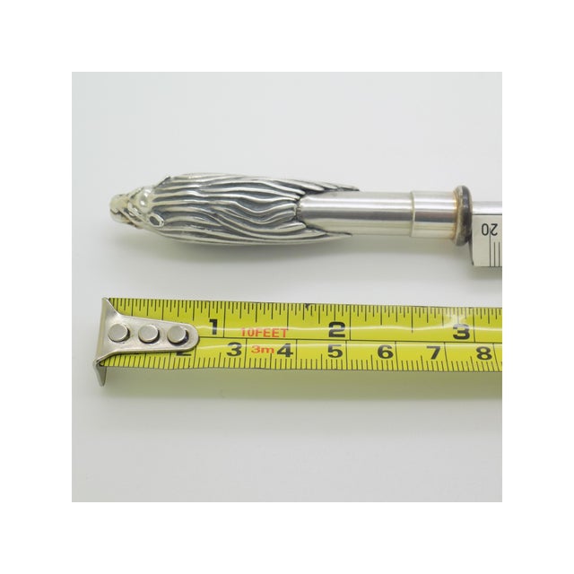 Vintage Italian Sterling Silver 925 Lion Head Ruler Letter Opener by Ottaviani, 1980s For Sale - Image 10 of 11