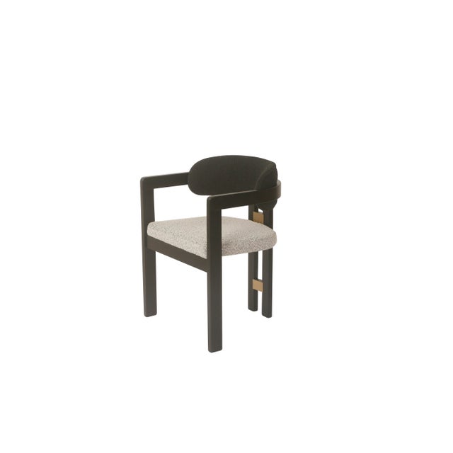 Wood Conan Round Marble Top Black Dining Table Set for 6 with Black and White Chairs For Sale - Image 7 of 9