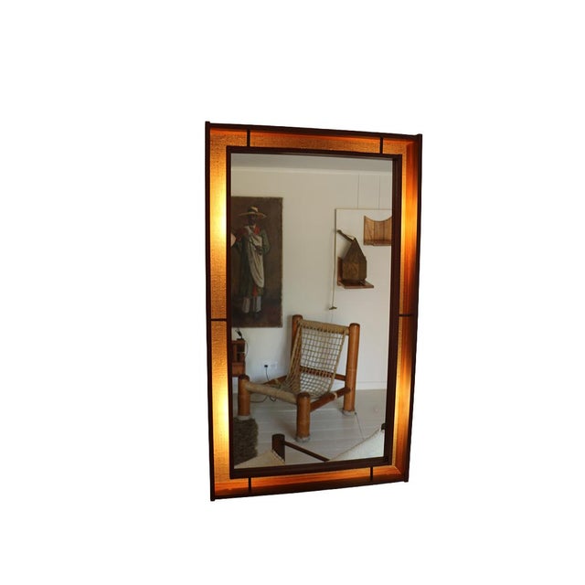 Large Vintage Backlit Mirror, Denmark, 1960s For Sale - Image 3 of 5